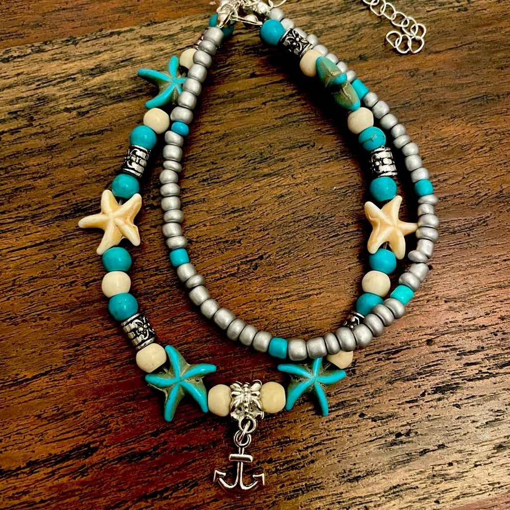Nwt two layer anklet with ⚓️ and giftbag.